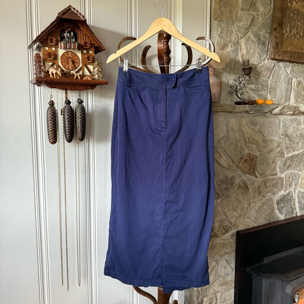 Vintage Cotton Dark Blue Maxi Skirt